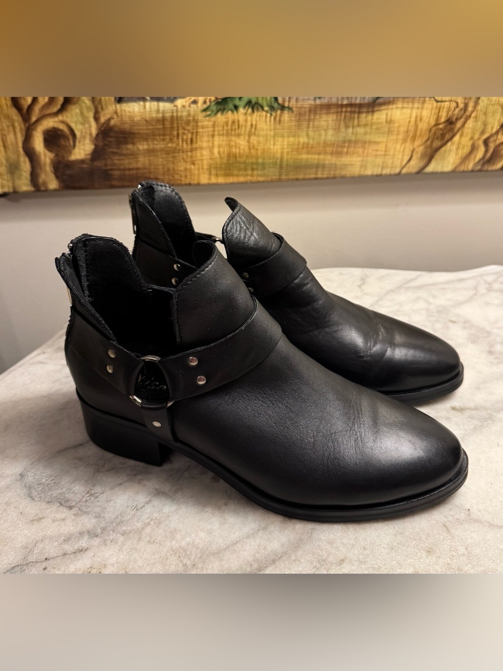 Artisan By Zigi Women’s Biker Style Ankle Boots With Harness Detail, Size 7 M